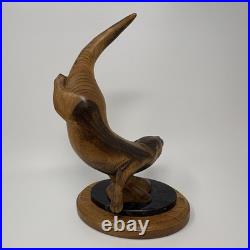 Big Sky Carvers Master's Edition Wooden Diving Otter By BJ Williams (Broken Paw)
