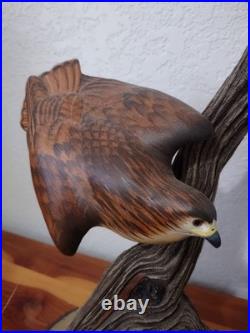 Big Sky Carvers Masters Edition Woodcarving Numberd Red Tail Hawk Decoy KW White