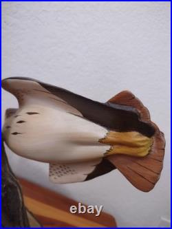 Big Sky Carvers Masters Edition Woodcarving Numberd Red Tail Hawk Decoy KW White