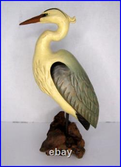 Big Sky Carvers Montana Handcrafted Wood Heron Bird on Driftwood by Kristi Jones