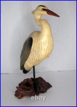 Big Sky Carvers Montana Handcrafted Wood Heron Bird on Driftwood by Kristi Jones