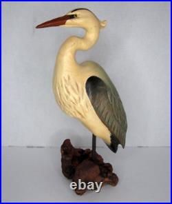 Big Sky Carvers Montana Handcrafted Wood Heron Bird on Driftwood by Kristi Jones