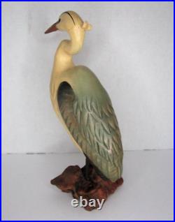 Big Sky Carvers Montana Handcrafted Wood Heron Bird on Driftwood by Kristi Jones