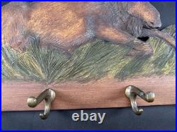Big Sky Carvers Moose Woodland Themed Hanging Coat/Hat Rack Signed Cabin Decor