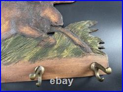 Big Sky Carvers Moose Woodland Themed Hanging Coat/Hat Rack Signed Cabin Decor