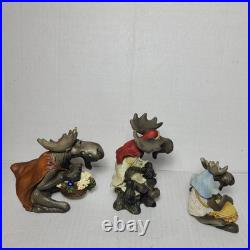 Big Sky Carvers Moosetivity II Moose Figurine 3 pc Set Mountain Mooses