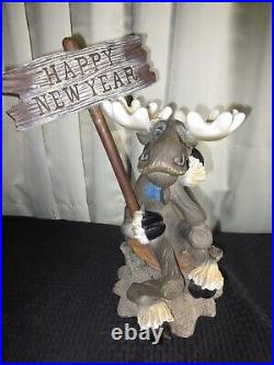 Big Sky Carvers Mountain Moose Happy Holidays Statue New Year 2007
