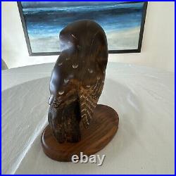 Big Sky Carvers OWL Wood Sculpture EVENING TRACKER Ken White #486/1250 9 tall