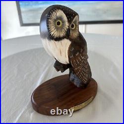 Big Sky Carvers OWL Wood Sculpture EVENING TRACKER Ken White #486/1250 9 tall