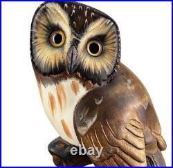 Big Sky Carvers Owl Ken White Ltd Ed 14/1250 Hand Carved wood Evening Tracker