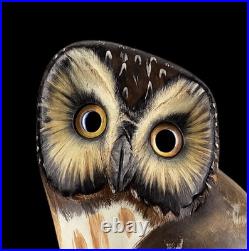Big Sky Carvers Owl Ken White Ltd Ed 14/1250 Hand Carved wood Evening Tracker