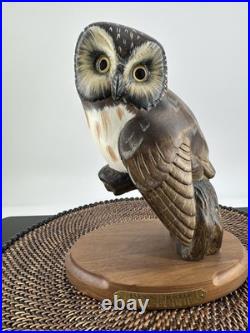 Big Sky Carvers Owl Ken White Ltd Ed 14/1250 Hand Carved wood Evening Tracker