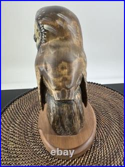 Big Sky Carvers Owl Ken White Ltd Ed 14/1250 Hand Carved wood Evening Tracker