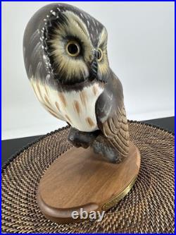 Big Sky Carvers Owl Ken White Ltd Ed 14/1250 Hand Carved wood Evening Tracker