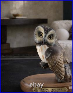 Big Sky Carvers Owl Ken White Ltd Ed 14/1250 Hand Carved wood Evening Tracker
