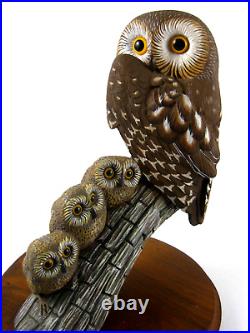 Big Sky Carvers Owl & Owlets by Ashley Gray Hand Painted Hand Carved Resin