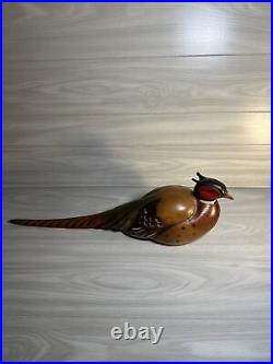 Big Sky Carvers Pheasant 1999 Hand Carved Painted Wood Sculpture. Signed-25