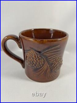 Big Sky Carvers Pinecone Stoneware Coffee Mugs Cups Rustic Cabin Brown Set of 4