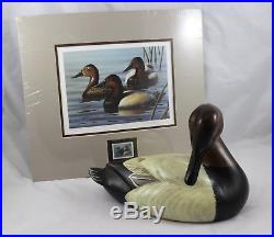 Big Sky Carvers Preening Canvasback Drake Decorative Decoy withStamp and Print