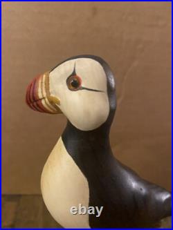 Big Sky Carvers Puffin Wood Carving Mounted Signed Burl Wood Hand Painted