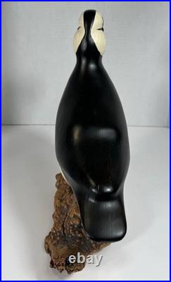 Big Sky Carvers Puffin Wood Sculpture Burlwood Base Coastal Lodge Rustic Decor