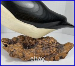 Big Sky Carvers Puffin Wood Sculpture Burlwood Base Coastal Lodge Rustic Decor