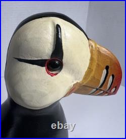 Big Sky Carvers Puffin Wood Sculpture Burlwood Base Coastal Lodge Rustic Decor
