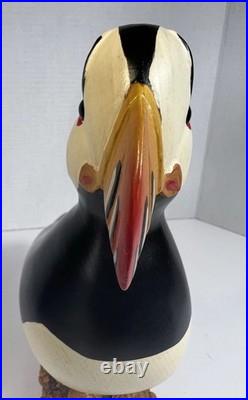 Big Sky Carvers Puffin Wood Sculpture Burlwood Base Coastal Lodge Rustic Decor