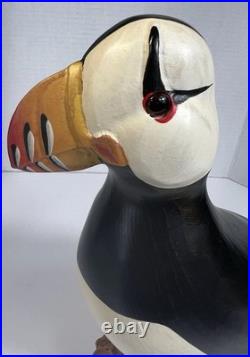 Big Sky Carvers Puffin Wood Sculpture Burlwood Base Coastal Lodge Rustic Decor