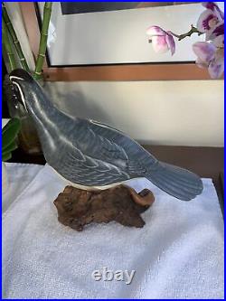 Big Sky Carvers Quail Bird Hand Painted 9Wooden Carving RARE Signed Kissy VG++