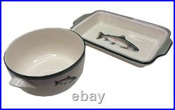 Big Sky Carvers Rainbow Splendor Trout Themed Serving Dishes By Blake Lovering