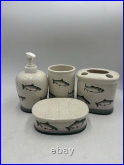 Big Sky Carvers Rainbow Trout Soap Dish Lotion Tooth Brush Hldr Rinse Cup Set