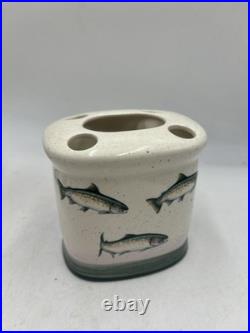 Big Sky Carvers Rainbow Trout Soap Dish Lotion Tooth Brush Hldr Rinse Cup Set