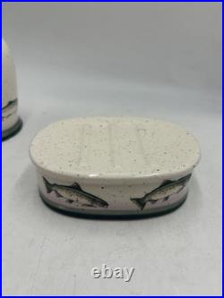Big Sky Carvers Rainbow Trout Soap Dish Lotion Tooth Brush Hldr Rinse Cup Set