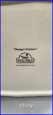 Big Sky Carvers Ranger Station Bears Moose Log Cabin Ceramic Cookie Jar Rare