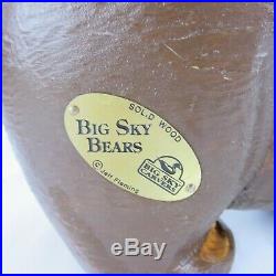 Big Sky Carvers Rare Wood Brown Bear By Jeff Fleming 5.5 X12.5 Brass Badge