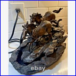 Big Sky Carvers River Runners Wild Horse Tabletop Fountain Working Pump Western