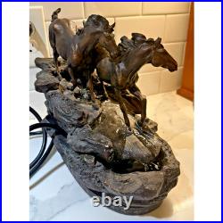 Big Sky Carvers River Runners Wild Horse Tabletop Fountain Working Pump Western