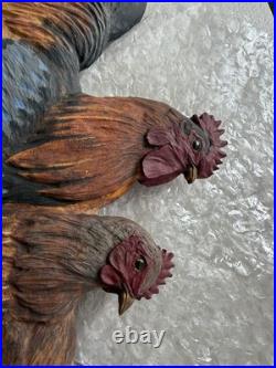 Big Sky Carvers Rooster & Hen Rustic Wood Framed Wall Mirror 24x18 Chicken Wire