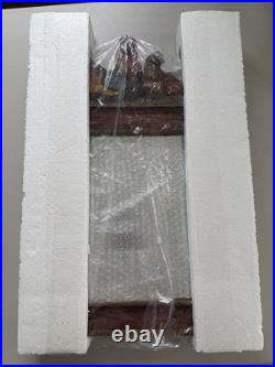 Big Sky Carvers Rooster & Hen Rustic Wood Framed Wall Mirror 24x18 Chicken Wire