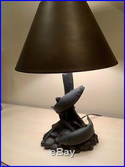 Big Sky Carvers Sculptural Trout Table Lamp Rustic Cabin Lake House Home Decor
