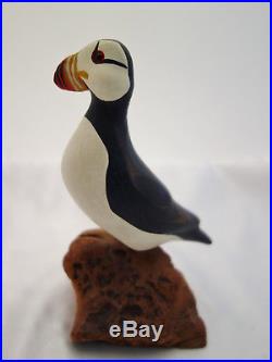 Big Sky Carvers Signed 12 Wood Puffin & 6-3/4 Baby Master's Collection