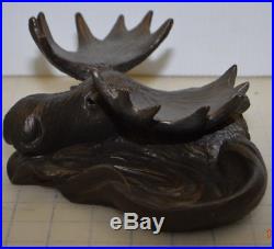 Big Sky Carvers Solid Carved Moose Ashtray Ash Tray Dish Spoon Rest Holder