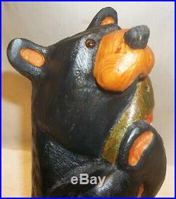 Big Sky Carvers Solid Wood Carved Black Bear Holding Fish Jeff Fleming EXCELLENT