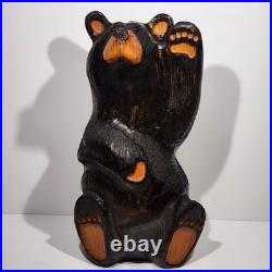 Big Sky Carvers Solid Wood Carving Vintage Black Bear Waving 12.5 Jeff Fleming