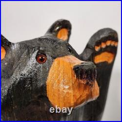 Big Sky Carvers Solid Wood Carving Vintage Black Bear Waving 12.5 Jeff Fleming