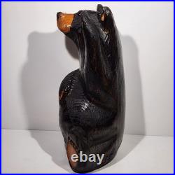 Big Sky Carvers Solid Wood Carving Vintage Black Bear Waving 12.5 Jeff Fleming