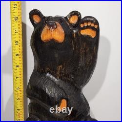 Big Sky Carvers Solid Wood Carving Vintage Black Bear Waving 12.5 Jeff Fleming