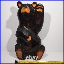 Big Sky Carvers Solid Wood Carving Vintage Black Bear Waving 12.5 Jeff Fleming