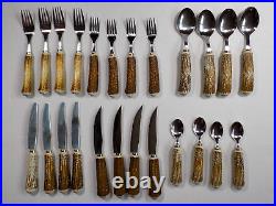 Big Sky Carvers Stainless Faux Antler Flatware Cutlery Set Spoons Forks Knife